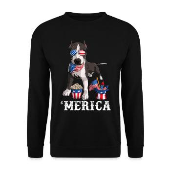 Merica Pit Bull 4th of July Dog American Flag USA - Unisex Sweatshirt - black - Front - Alina (178cm) & Michal (187cm)