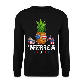 Pineapple American Flag 4th of July Merica USA - Unisex Pullover - Schwarz - Vorne - Alina (178cm) & Michal (187cm)