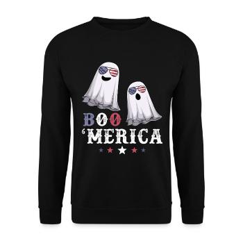 Ghost Merica 4th of July USA American Flag - Unisex Sweatshirt - black - Front - Alina (178cm) & Michal (187cm)