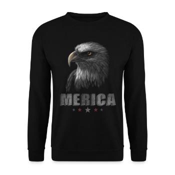 Merica Eagle 4th of July Men Women USA Patriotic - Unisex Sweatshirt - black - Front - Alina (178cm) & Michal (187cm)