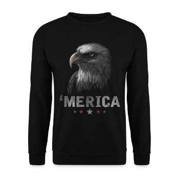 Merica Eagle 4th of July USA Patriotic - Unisex Sweatshirt - black - Front - Alina (178cm) & Michal (187cm)
