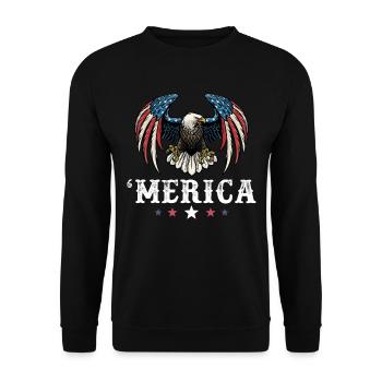 Eagle American Flag 4th of July Merica USA - Unisex Pullover - Schwarz - Vorne - Alina (178cm) & Michal (187cm)
