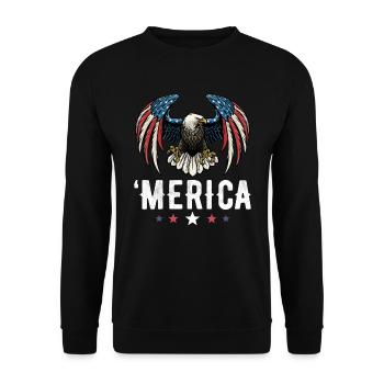 Eagle American Flag 4th of July USA Merica - Unisex Pullover - Schwarz - Vorne - Alina (178cm) & Michal (187cm)