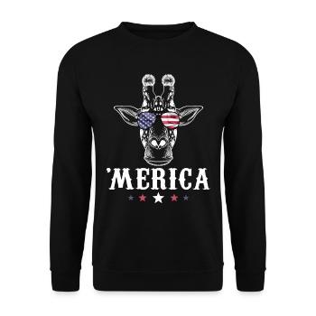 Giraffe Merica 4th of July American Flag USA - Unisex Pullover - Schwarz - Vorne - Alina (178cm) & Michal (187cm)