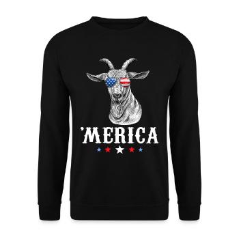 Goat Merica 4th of July American Flag USA - Unisex Pullover - Schwarz - Vorne - Alina (178cm) & Michal (187cm)