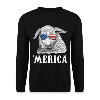Sheep Merica 4th of July Farmer American Flag USA - Unisex Sweatshirt - black - Front - Alina (178cm) & Michal (187cm)