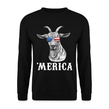 Goat 4th of July American Flag USA Merica - Unisex Pullover - Schwarz - Vorne - Alina (178cm) & Michal (187cm)