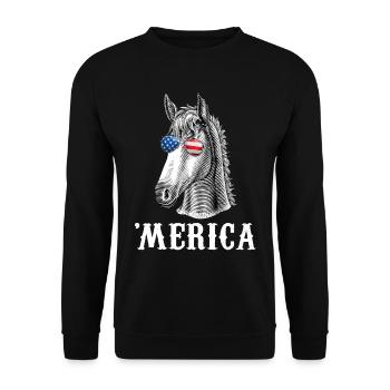 Cheval Merica 4 juillet USA Hommes Femmes American Fl - Sweat-shirt Unisexe - noir - Devant - Alina (178cm) & Michal (187cm)
