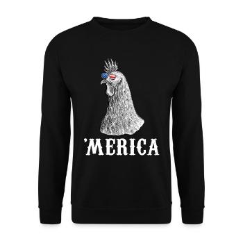 Chicken Merica 4th of July Farmer American Flag US - Unisex Sweatshirt - black - Front - Alina (178cm) & Michal (187cm)