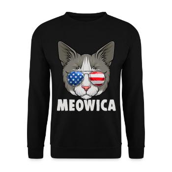 Cat 4th of July USA Kitten American Flag - Unisex Pullover - Schwarz - Vorne - Alina (178cm) & Michal (187cm)