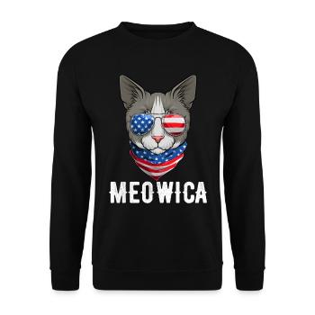 USA Cat 4th of July Kitten American Flag - Unisex Pullover - Schwarz - Vorne - Alina (178cm) & Michal (187cm)