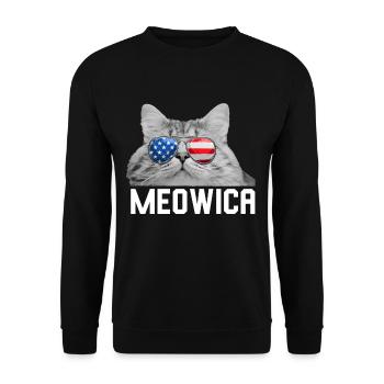 Cat 4 juillet Hommes Femmes USA Drapeau américain - Sweat-shirt Unisexe - noir - Devant - Alina (178cm) & Michal (187cm)
