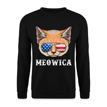 Chat 4 juillet Hommes Femmes Chaton USA Drapeau américain - Sweat-shirt Unisexe - noir - Devant - Alina (178cm) & Michal (187cm)