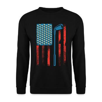 Amerika Golfspieler USA 4. Juli Golfer - Unisex Pullover - Schwarz - Vorne - Alina (178cm) & Michal (187cm)