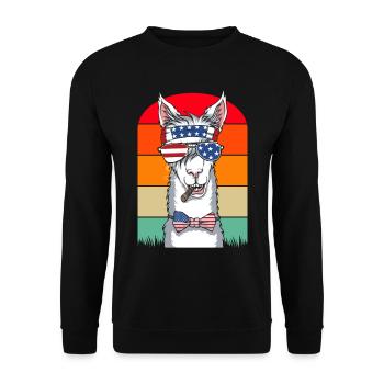 Lama USA Amerikanische Llamas 4. Juli - Unisex Pullover - Schwarz - Vorne - Alina (178cm) & Michal (187cm)