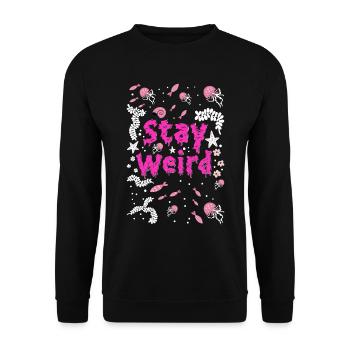Stay Weird Unterwasser-Quallen - Unisex Pullover - Schwarz - Vorne - Alina (178cm) & Michal (187cm)