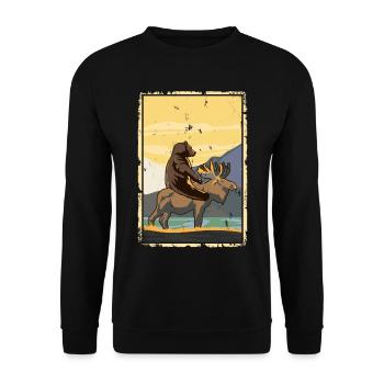 L’ours chevauche l’orignal La nature étrange - Sweat-shirt Unisexe - noir - Devant - Alina (178cm) & Michal (187cm)