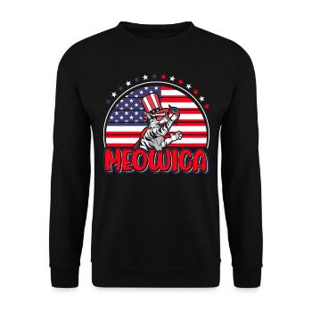 USA Patriotic Cat 4 juillet Miaou - Sweat-shirt Unisexe - noir - Devant - Alina (178cm) & Michal (187cm)