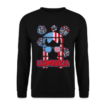 Patriotic Lama USA America Feux d’artifice - Sweat-shirt Unisexe - noir - Devant - Alina (178cm) & Michal (187cm)