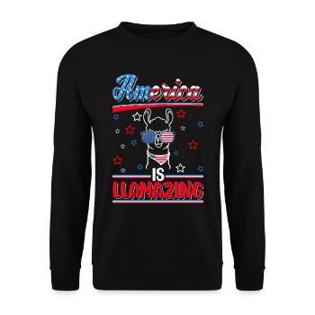 Llama USA Hommes Femmes Amérique 4 juillet - Sweat-shirt Unisexe - noir - Devant - Alina (178cm) & Michal (187cm)