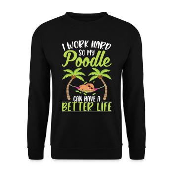 Lustiger Pudelbesitzer Hund Pudelliebhaber - Unisex Pullover - Schwarz - Vorne - Alina (178cm) & Michal (187cm)