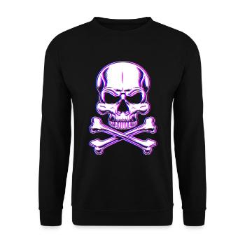 Schädel Glitch Vaporwave Dunkel Pastell Goth - Unisex Pullover - Schwarz - Vorne - Alina (178cm) & Michal (187cm)
