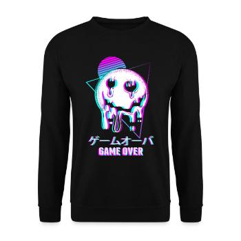 Game Over Aesthetic Goth Vaporwave Sad - Unisex Sweatshirt - black - Front - Alina (178cm) & Michal (187cm)