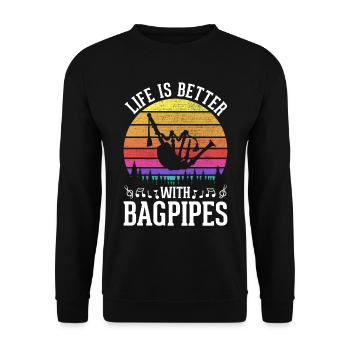 Bagpipe Musician Musical Instrument Bagpiper - Unisex Sweatshirt - black - Front - Alina (178cm) & Michal (187cm)