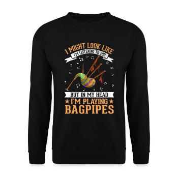 Addicted bagpipe player Music lover Funny - Unisex Sweatshirt - black - Front - Alina (178cm) & Michal (187cm)