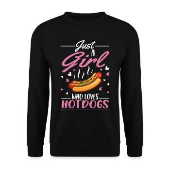 Hotdog Girl Fast Food Liebhaber - Unisex Pullover - Schwarz - Vorne - Alina (178cm) & Michal (187cm)