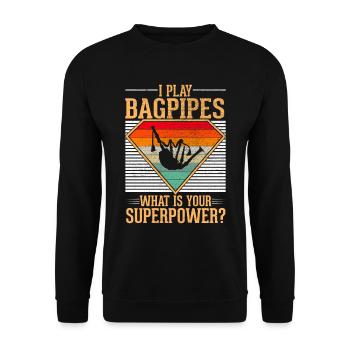 Bagpipe Musician Funny Bagpiper - Unisex Sweatshirt - black - Front - Alina (178cm) & Michal (187cm)