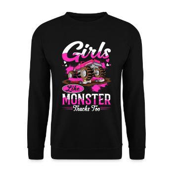 Mädchen Monster Trucks Liebhaber Monster Truck - Unisex Pullover - Schwarz - Vorne - Alina (178cm) & Michal (187cm)