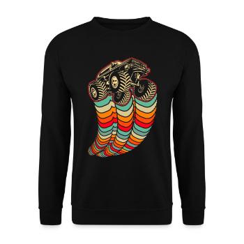 Monstertrucks Retro Monstertruck Vintage - Unisex Pullover - Schwarz - Vorne - Alina (178cm) & Michal (187cm)