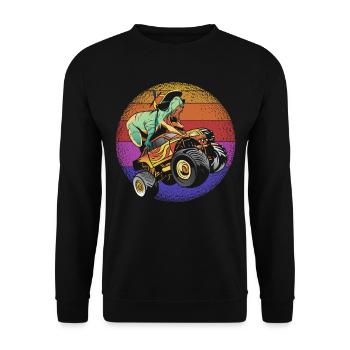 Trex Monster Truck Jungen Dinosaurier - Unisex Pullover - Schwarz - Vorne - Alina (178cm) & Michal (187cm)