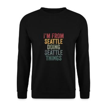 I'm from Seattle doing Seattle things - Unisex Pullover - Schwarz - Vorne - Alina (178cm) & Michal (187cm)