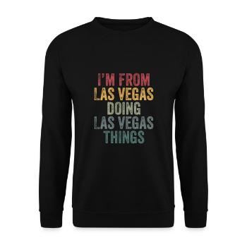 I'm from Las Vegas doing Las Vegas things - Unisex Pullover - Schwarz - Vorne - Alina (178cm) & Michal (187cm)