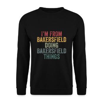 I'm from Bakersfield doing Bakersfield things - Unisex Pullover - Schwarz - Vorne - Alina (178cm) & Michal (187cm)