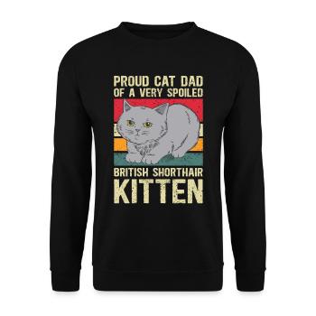 British Shorthair Papa Chat Cadeau - Sweat-shirt Unisexe - noir - Devant - Alina (178cm) & Michal (187cm)