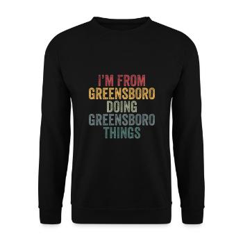 I'm from Greensboro doing Greensboro things - Unisex Pullover - Schwarz - Vorne - Alina (178cm) & Michal (187cm)