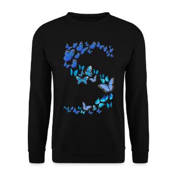 Blue Butterflies Women Girls - Unisex Sweatshirt - black - Front - Alina (178cm) & Michal (187cm)