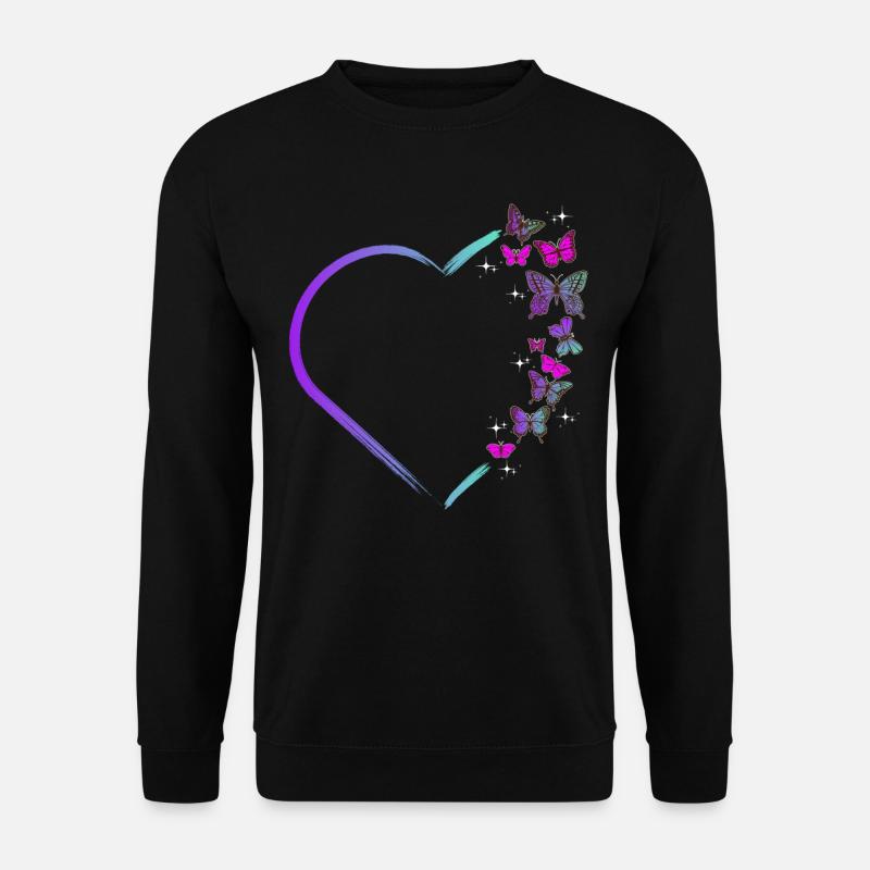 Schmetterling Herz Aquarell Schmetterlinge - Unisex Pullover - Schwarz