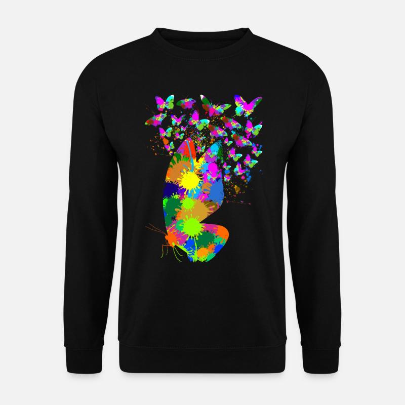 Bunter Schmetterling Splash Schmetterlinge - Unisex Pullover - Schwarz