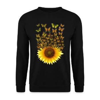 Sunflower Butterflies Women Girls Floral - Unisex Sweatshirt - black - Front - Alina (178cm) & Michal (187cm)