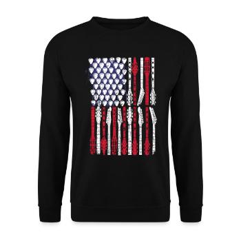 Gitarre USA Musikliebhaber 4. Juli - Unisex Pullover - Schwarz - Vorne - Alina (178cm) & Michal (187cm)