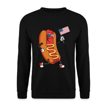 Patriotischer Hotdog 4. Juli - Unisex Pullover - Schwarz - Vorne - Alina (178cm) & Michal (187cm)