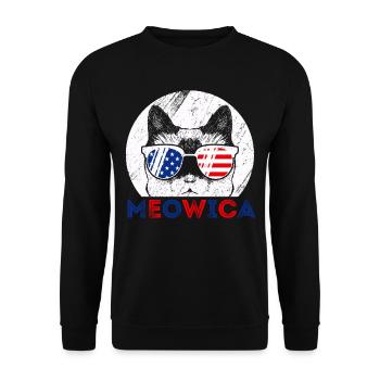 USA Patriotic Cat July 4 - Unisex Sweatshirt - black - Front - Alina (178cm) & Michal (187cm)