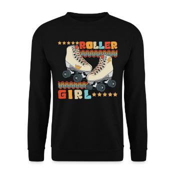 Roller Girl Retro 70s 80s Roller Skating - Unisex Sweatshirt - black - Front - Alina (178cm) & Michal (187cm)