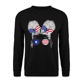 Patriotische Dame 4. Juli - Unisex Pullover - Schwarz - Vorne - Alina (178cm) & Michal (187cm)
