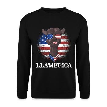 Patriotic Llama USA July 4 - Unisex Sweatshirt - black - Front - Alina (178cm) & Michal (187cm)
