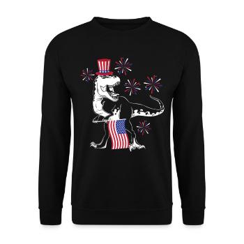 Patriotic Trex July 4 Dinosaurs - Unisex Sweatshirt - black - Front - Alina (178cm) & Michal (187cm)
